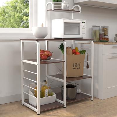 4-Tier Kitchen Baker's Rack Utility Microwave Stand with 5 Hooks