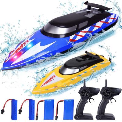 2Pack RC Boat,20+/10+MPH Remote Control Boats with LED Light for Kids and Adults