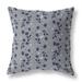 Gray And Blue Songbird Flora Parade Indoor/Outdoor Throw Pillow