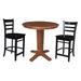 36 in Round Counter Height Extension Dining Table with 12 in Leaf and Stools - Distressed Oak/Black