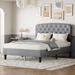 Elegant Design Full Size Linen Upholstery Platform Bed