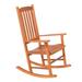 33 Inch Outdoor Rocking Chair, Natural Brown Wood, Slatted, Wide Armrests