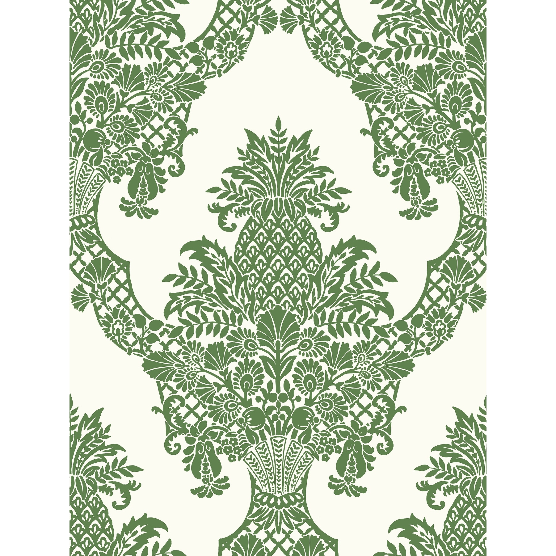 York Wallcoverings Pineapple Plantation Green & White Wallpaper