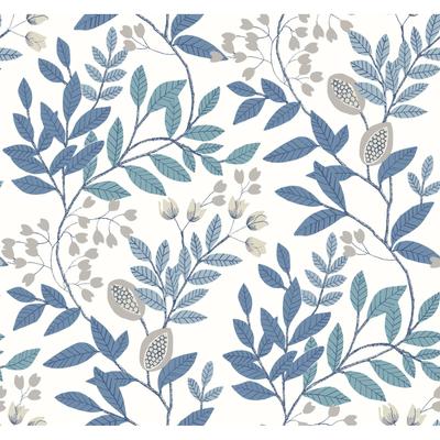 York Wallcoverings Eden Retreat White & Blue Wallpaper