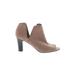 Life Stride Heels: Slip-on Chunky Heel Boho Chic Tan Print Shoes - Women's Size 9 - Peep Toe