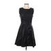 BB Dakota Casual Dress - A-Line Crew Neck Sleeveless: Black Print Dresses - New - Women's Size 8