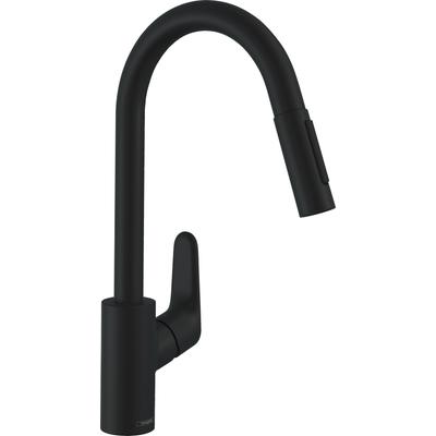 Küchenarmatur HANSGROHE "Focus M41", schwarz (mattschwarz), H:406cm T:26,1cm, Armaturen, 240 Ausziehbrause 2 Strahlarten