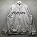 Adidas Shirts | Adidas Sweatshirt Jacket Men's 2xl Full Zip Pocket Graphic Logo Heathered Gray* | Color: Gray | Size: Xxl