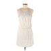 Xhilaration Casual Dress - Mini Scoop Neck Sleeveless: White Print Dresses - Women's Size Medium