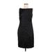 David Meister Casual Dress - Sheath Boatneck Sleeveless: Black Print Dresses - Women's Size 8