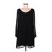 Tacera Casual Dress - Mini Boatneck Long sleeves: Black Solid Dresses - Women's Size Medium