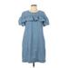 J.Crew Casual Dress - Shift Crew Neck Short sleeves: Blue Print Dresses - Women's Size 12