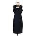 Calvin Klein Cocktail Dress - Sheath Crew Neck Sleeveless: Blue Print Dresses - Women's Size 4