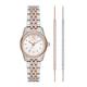 Michael Kors Lexington Women's Stainless Steel and Rose Gold Tone Watch and Bracelet Set MK4817SET, Size 26mm