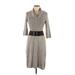 DressBarn Cocktail Dress - Sweater Dress Cowl Neck 3/4 sleeves: Gray Dresses - Women's Size Medium