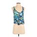 Intimately by Free People Sleeveless Blouse: Blue Floral Tops - Women's Size Small