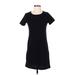 Old Navy Casual Dress - Shift Crew Neck Short sleeves: Black Solid Dresses - Women's Size X-Small