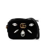 Gucci Bags | Gucci Mini Gg Marmont Crystal Embellished Velvet Crossbody Crossbody Bag | Color: Black | Size: Os