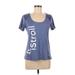 Bally Total Fitness Active T-Shirt: Blue Color Block Activewear - Women's Size Medium