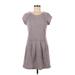 Lilis Closet Casual Dress - Mini Scoop Neck Short sleeves: Gray Marled Dresses - Women's Size Medium