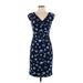 Lauren by Ralph Lauren Casual Dress - Sheath V Neck Short sleeves: Blue Dresses - Women's Size 2