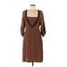 Vena Cava Casual Dress - Mini Square 3/4 sleeves: Brown Color Block Dresses - Women's Size 8