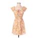 Charlie Holiday. Casual Dress - Mini Square Short sleeves: Yellow Floral Dresses - Women's Size X-Small