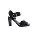 Sarto by Franco Sarto Heels: Black Print Shoes - Women's Size 6 1/2 - Open Toe