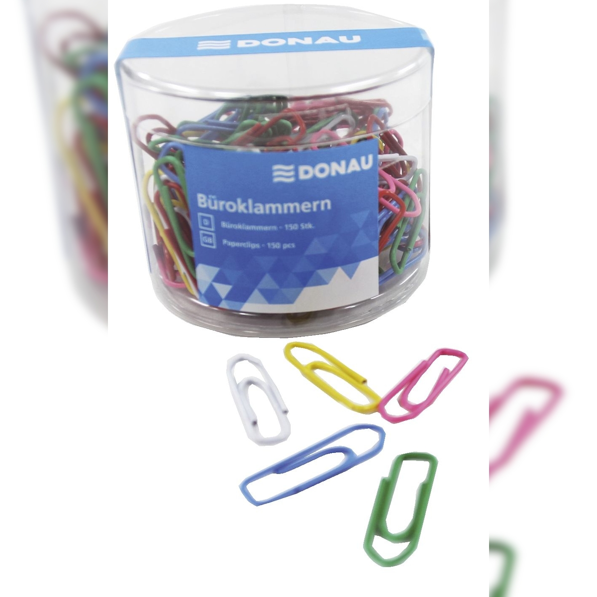 DONAU 7831001-99 Briefklammer - 28 mm, sortiert, Dose 150 Stück Image