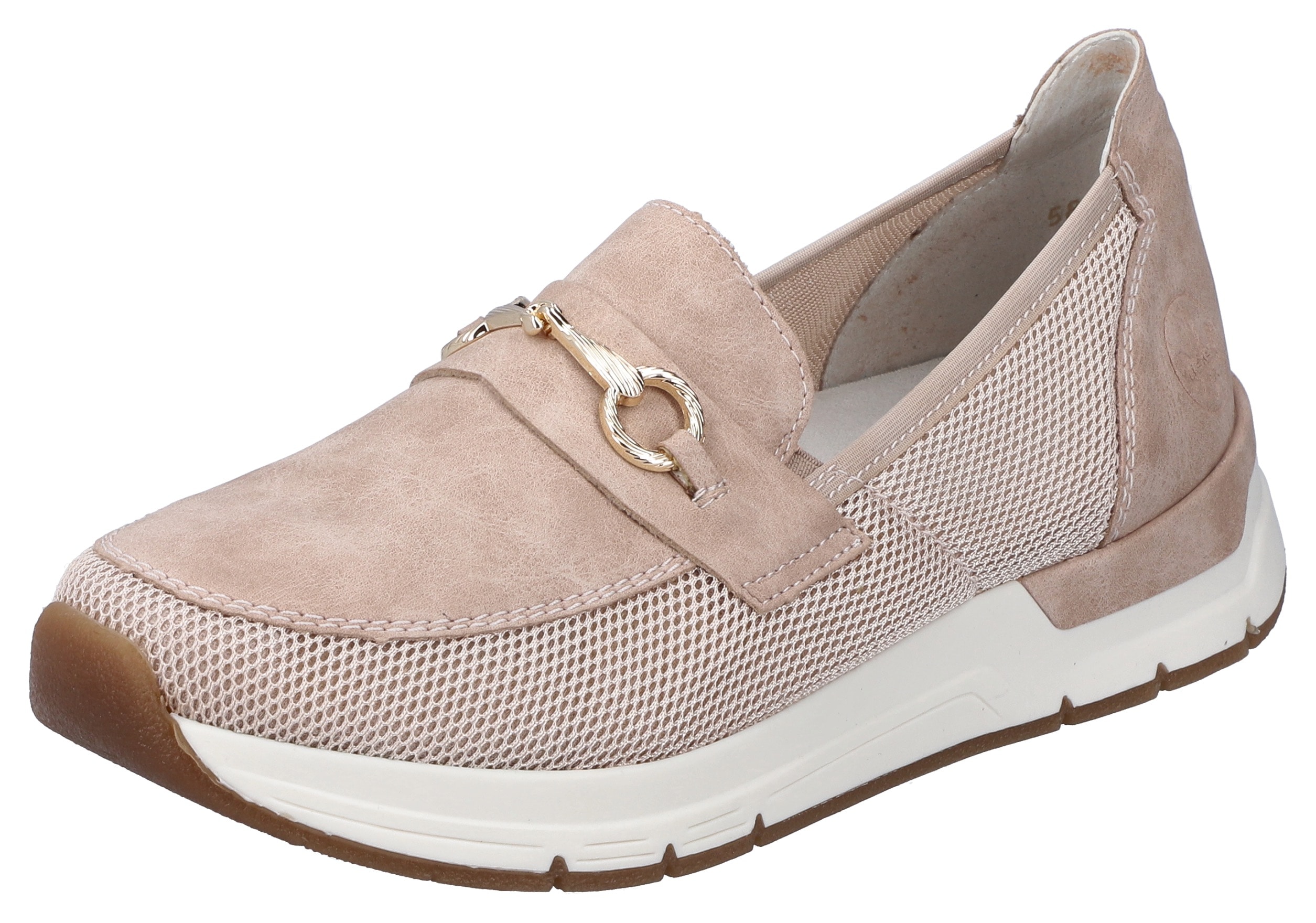 Slip-On Sneaker RIEKER "Slipper vegan", Damen, Gr. 39, rosa (rosé), Lederimitat, Textil, Schuhe Sneaker, Slipper, Freizeitschuh mit eleganter Zierspange