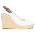 Keilsandalette TOMMY HILFIGER "ICONIC ELENA SLING BACK WEDGE" Gr. 39, weiß (ecru) Damen Schuhe Sandalette Slingbacksandale Slingback-Sandaletten