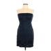 BCBGMAXAZRIA Casual Dress - Party Strapless Sleeveless: Blue Solid Dresses - Women's Size 10