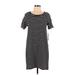 August Silk Casual Dress - Mini Scoop Neck Short sleeves: Black Print Dresses - New - Women's Size Large