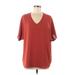 Entro Short Sleeve Blouse: Burgundy Tops - Women's Size Medium
