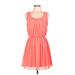 Iz Byer Casual Dress - Mini Scoop Neck Sleeveless: Pink Print Dresses - Women's Size Large