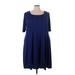 Catherines Casual Dress - A-Line Scoop Neck Short sleeves: Blue Dresses - Women's Size 3X