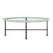 Delight Glass Brantley Coffee Table Glass/Metal in Gray | 18 H x 47 W x 24 D in | Wayfair HHLAA-LV00435
