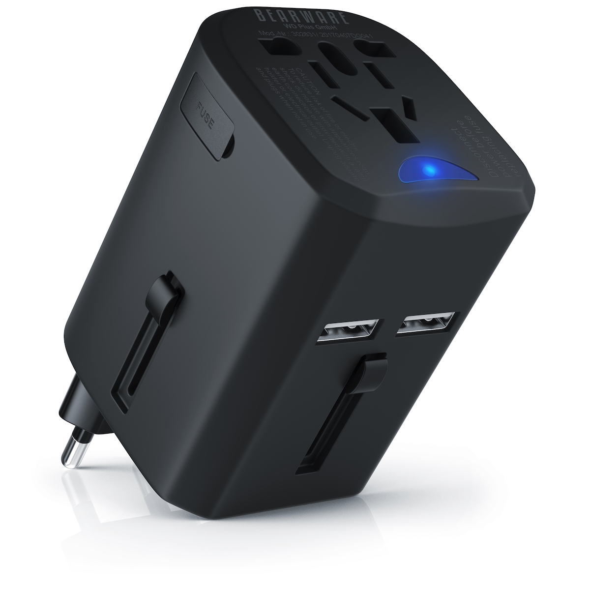 BEARWARE Universal Reiseadapter mit USB Ladestation für über 140 Länder/Regionen /2x USB Buchse Image