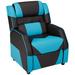 Isabelle & Max™ Aalanah 16" Recliner Chair & Ottoman Faux Leather/Wood/Foam/Metal in Blue/Black | 32 H x 24 W x 27.5 D in | Wayfair