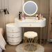 Everly Quinn Beckersley Lighting Drawer Dressing Table Luxury Nordic Bedroom Vanity Woman Makeup Dressing Table in White | Wayfair