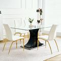 Ivy Bronx Koni Rectangular 70.87" L x 35.43" W Dining Set Wood/Glass/Metal in Black | 29.53 H x 35.43 W x 70.87 D in | Wayfair