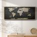 17 Stories Vintage World Map - Floater Frame Print on Canvas Canvas, Solid Wood in Black/Gray | 20 H x 50 W x 1.5 D in | Wayfair