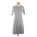 Cooperative Casual Dress - A-Line Crew Neck Short sleeves: Gray Print Dresses - Women's Size Small