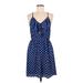 Everly Casual Dress - Mini V-Neck Sleeveless: Blue Dresses - Women's Size Medium