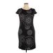 DressBarn Casual Dress - Sheath Crew Neck Short sleeves: Black Print Dresses - Women's Size 14