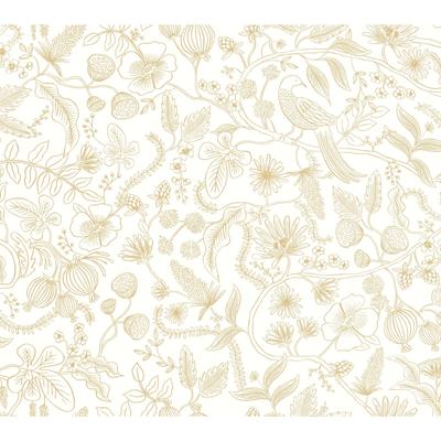 Rifle Paper Co.Aviary Off White and Gold Peel and Stick Wallpaper