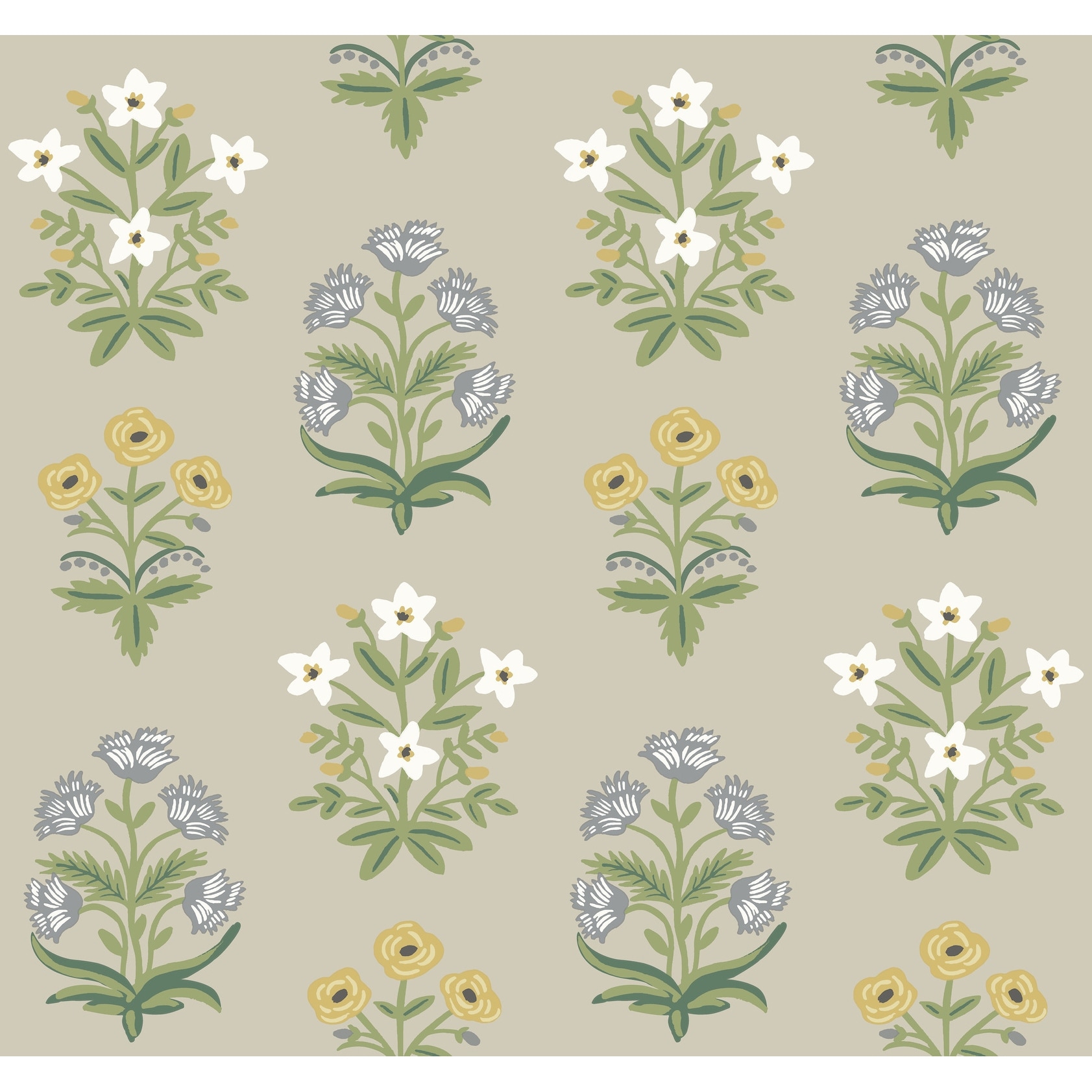 Rifle Paper Co.Mughal Rose Beige & Purple Wallpaper