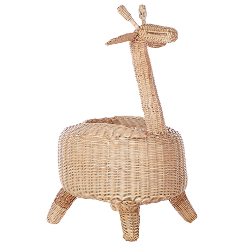 Aufbewahrungskorb Natur aus Rattan Giraffe Form 70 cm Boho Stil Geflochten Spielzeugkorb für Kinderzimmer