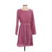 J.Crew Factory Store Cocktail Dress - Mini Crew Neck 3/4 sleeves: Pink Print Dresses - Women's Size 0