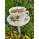 Teacup bird feeder, stake bird feeder, pole bird feeder, garden bed feeder, Golden wedding teacup outdoor decor window box bird feeder